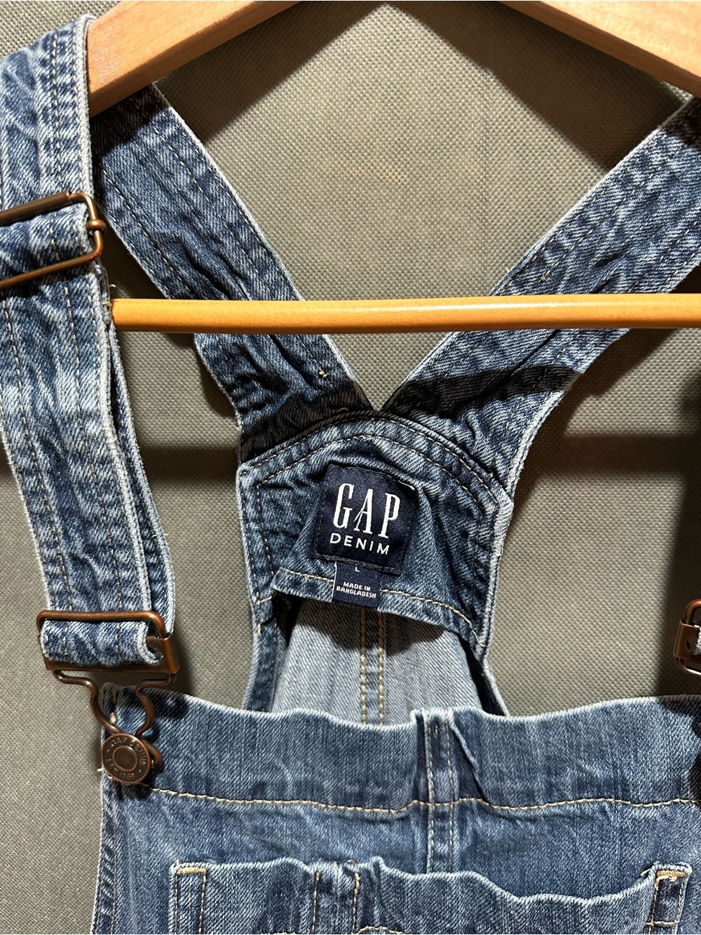 GAP 100% Cotton Denim Shortalls Medium Indigo Wash Size L - Picture 2 of 8